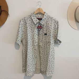 Hurley Men's Patterned Cream Button Down Shirt